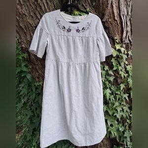 Orange Creek Linen Cotton Blend Embroidered Dress Size Medium